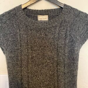 Gray S/S Sweater Dress with pockets and cable detail